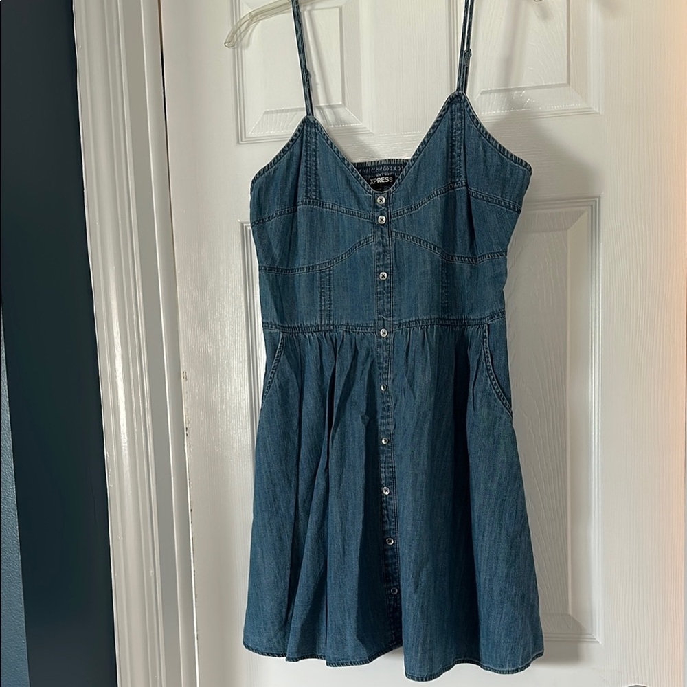 Express Blue Denim Strappy Dress